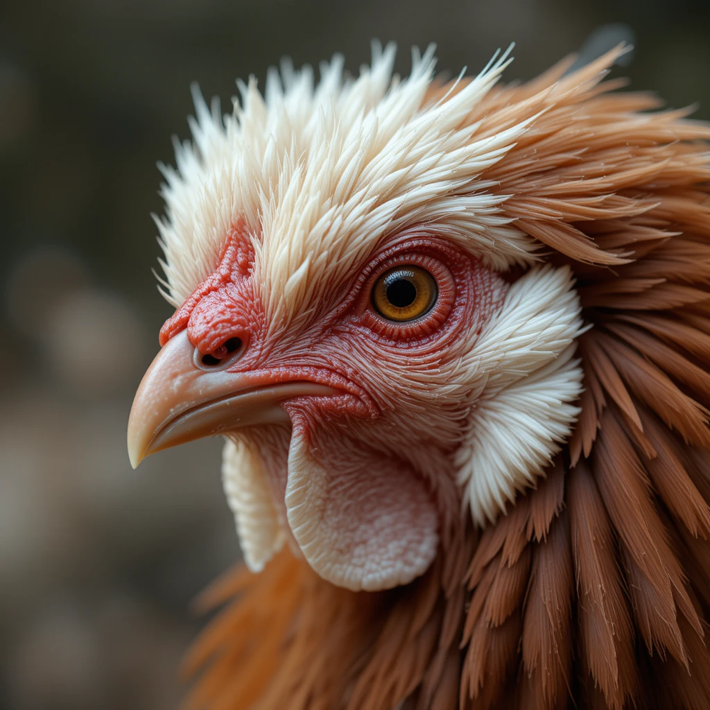 Paruh ayam yang mengalami luka dalam dengan tanda kemerahan dan retakan